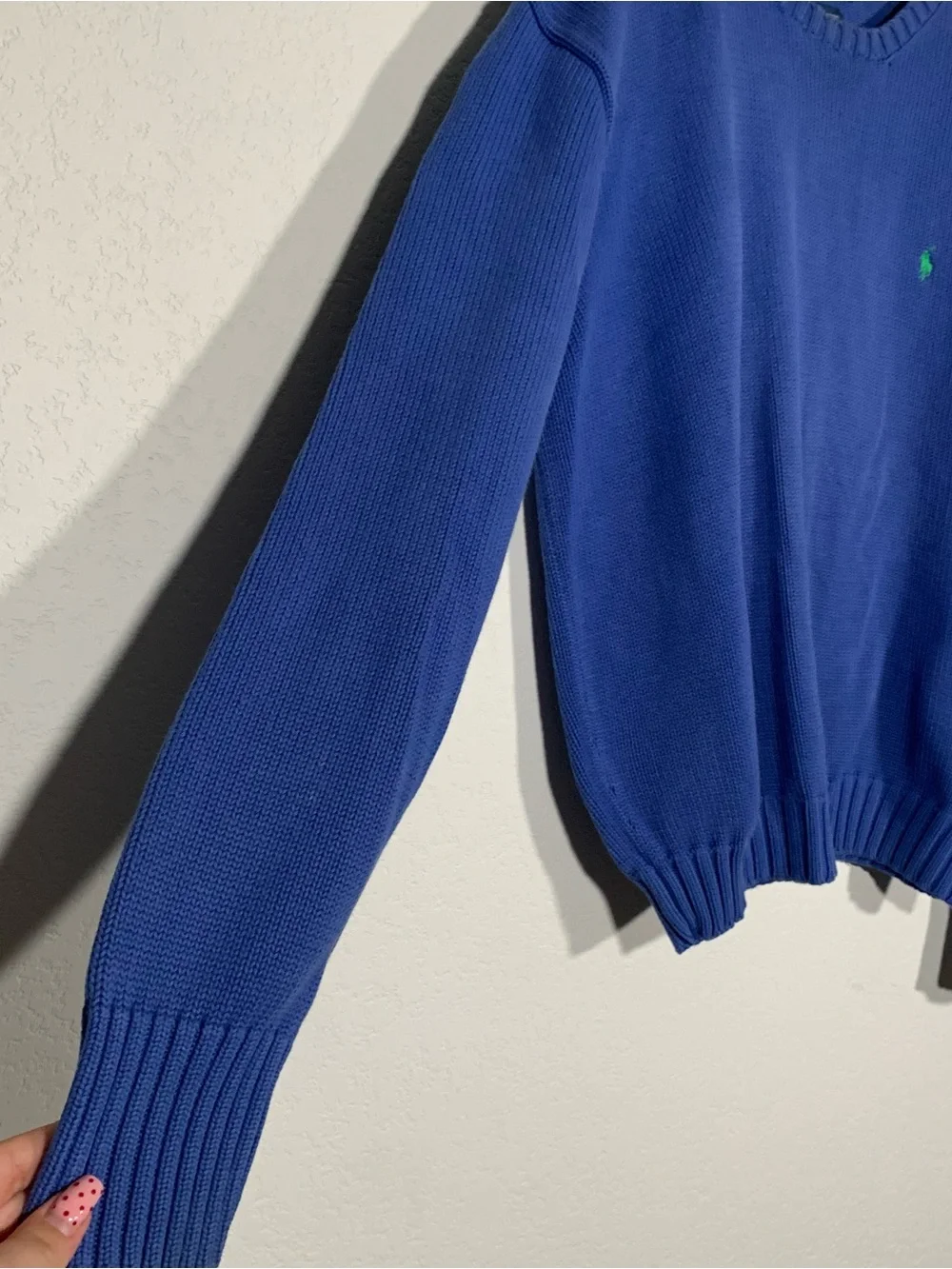 Vintage Polo Ralph Lauren Crewneck Knit Sweater Blue Heavy Cotton Mens XL
